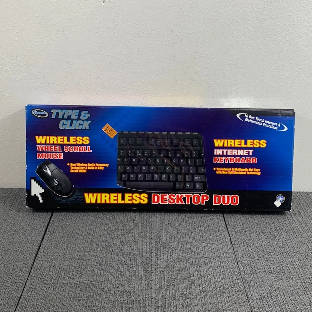 iConcepts Type & Click Wireless Desktop Duo Keyboard & Wheel Scroll Mouse New